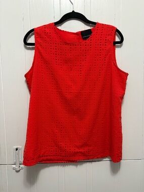 Cynthia Rowley Collection Red Sleeveless Eyelet Tank Top